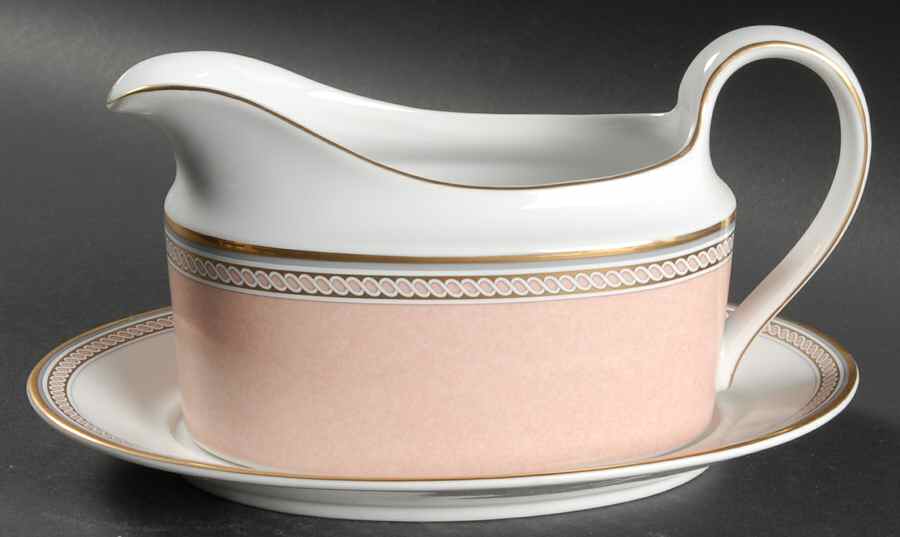 Spindle Peach Gravy Boat & Underplate by Mikasa-1