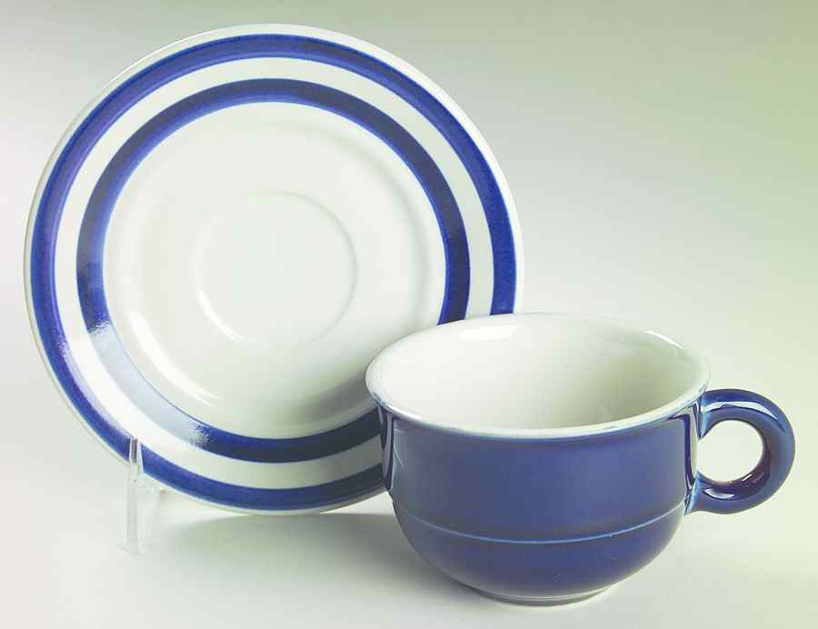 Square Dance Blue Flat Cup & Saucer Set by Mikasa-1