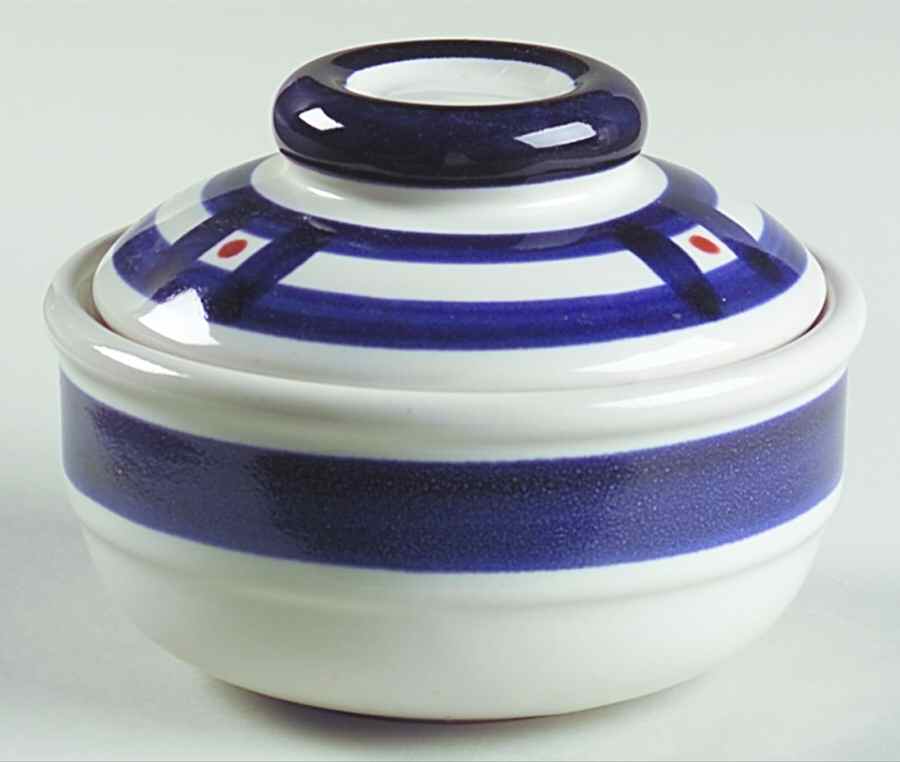 Square Dance Blue Sugar Bowl & Lid by Mikasa-1