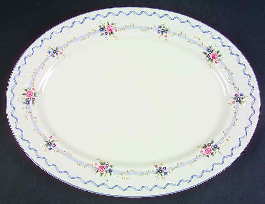 Stratford Blue 14" Oval Serving Platter by Mikasa-1