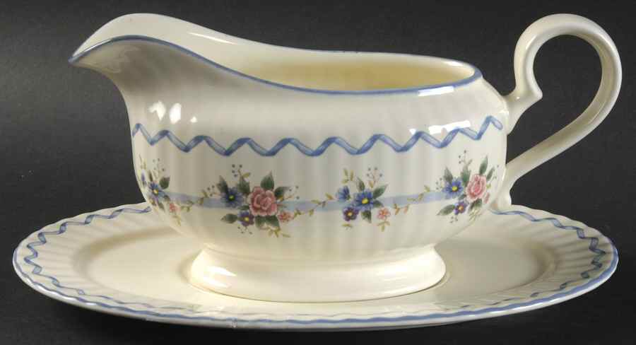 Stratford Blue Gravy Boat & Underplate by Mikasa-1