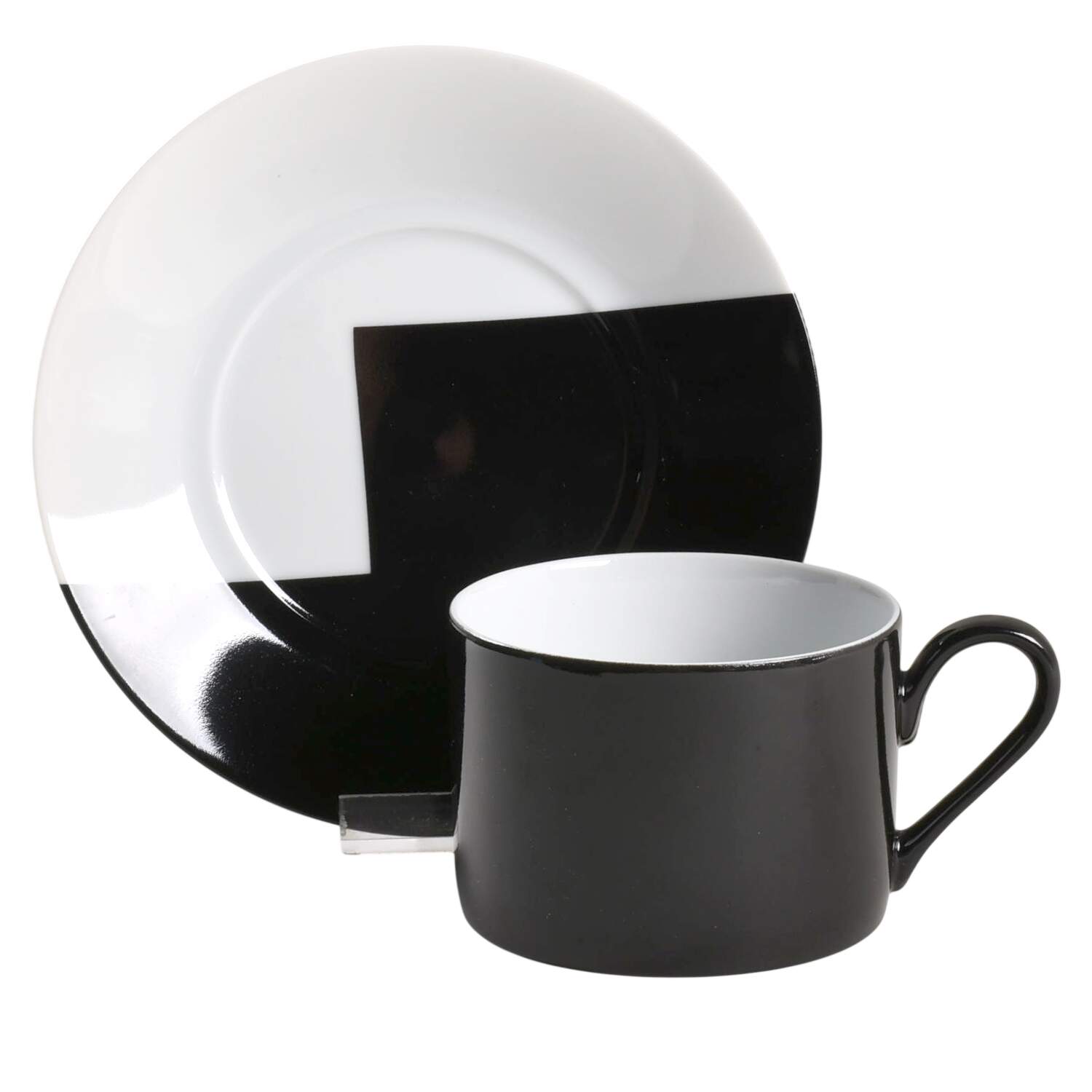 Step Black White Flat Cup & Saucer Set by Mikasa-1