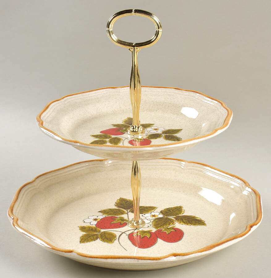 Strawberry Festival 6 5/8"-10"  2 Tiered Serving Tray (Dp, Sp) HC by Mikasa-1