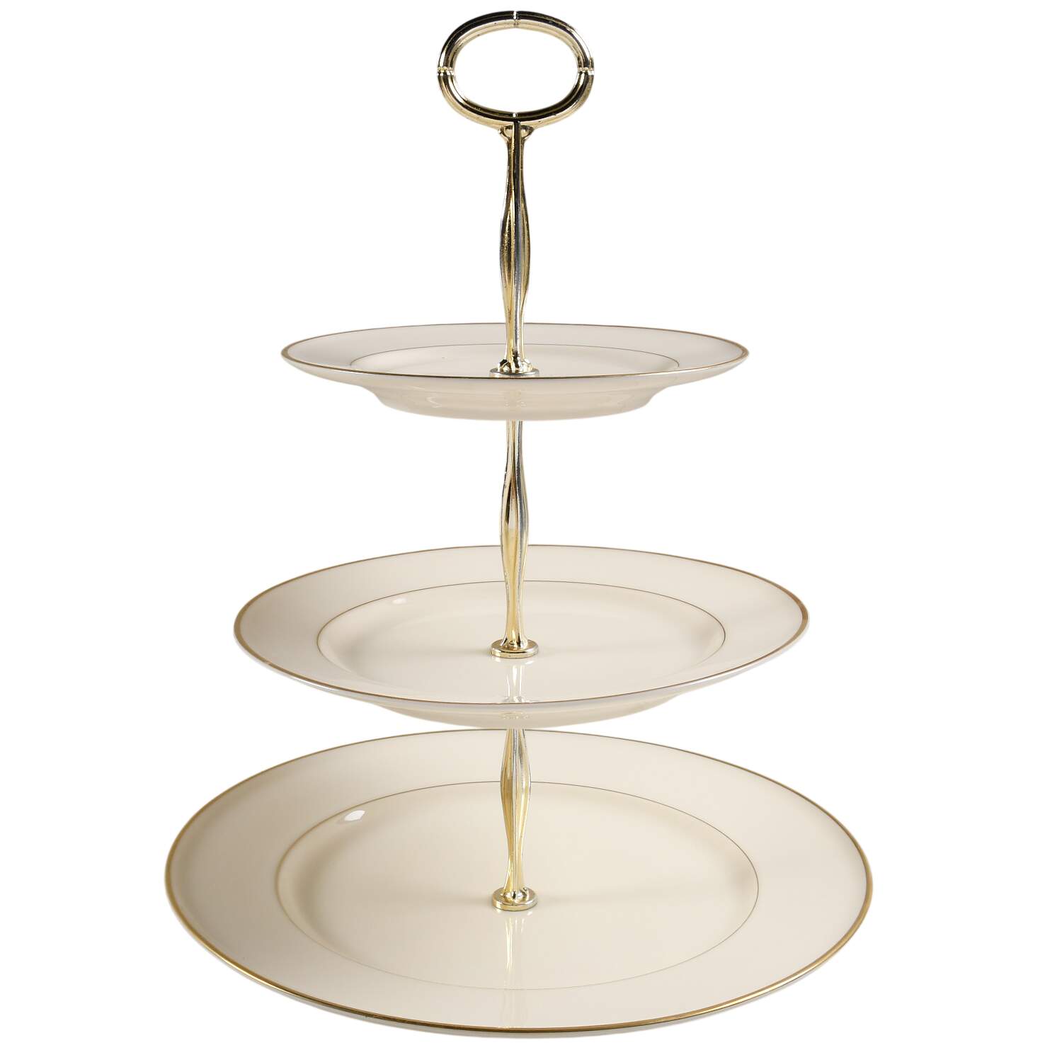 Stanton Gold 13 7/8"-14 1/4" 3-Tiered Serving Tray(DP,SP,BB) HC by Mikasa-1