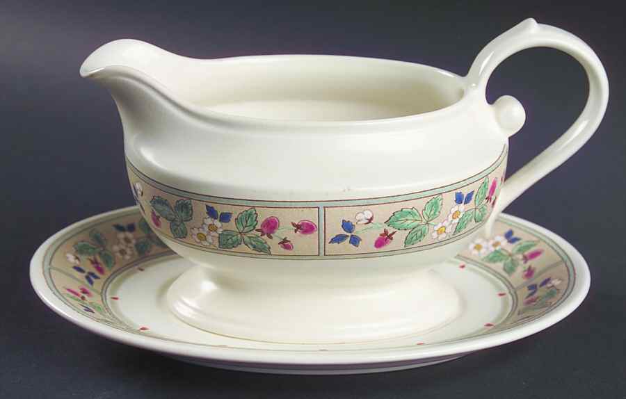 Strawberry Hill Gravy Boat & Underplate by Mikasa-1