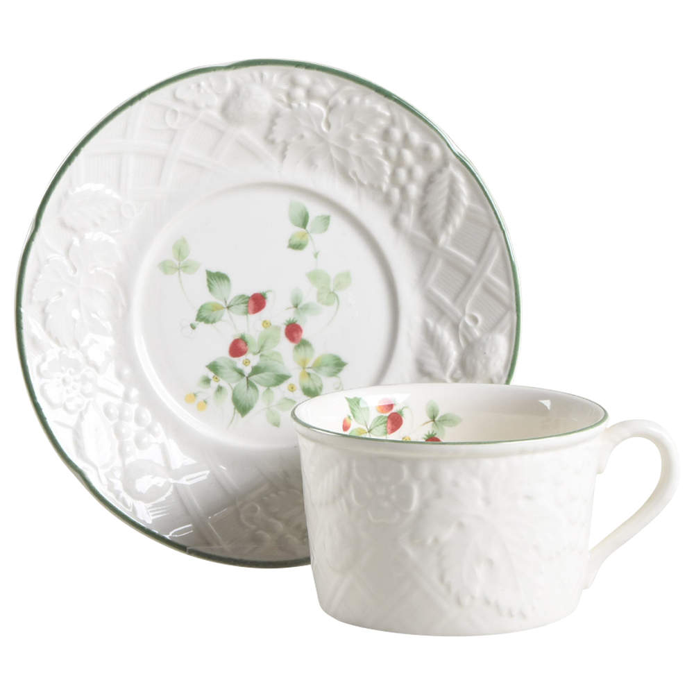 Strawberry Lane Flat Cup & Saucer Set by Mikasa-1