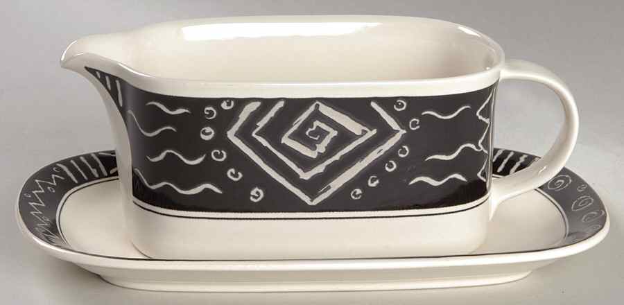 Star Track Gravy Boat & Underplate (Relish/Butter) by Mikasa-1
