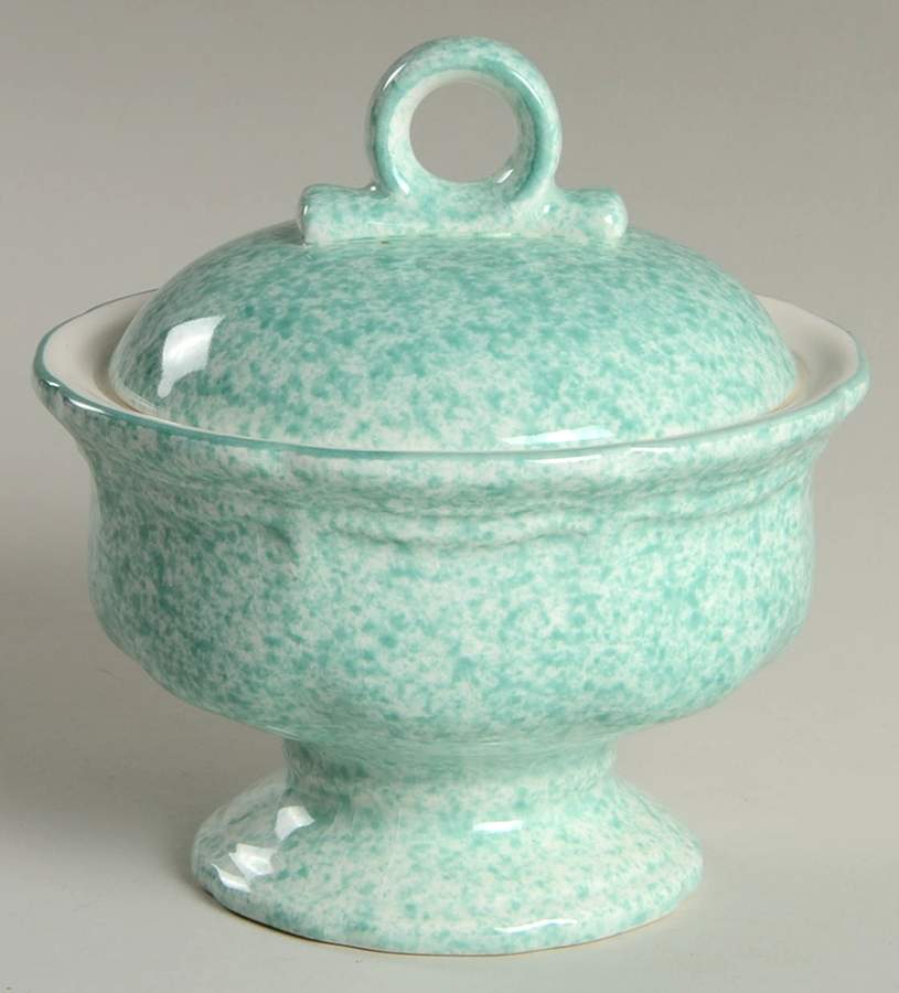 Stone Works Green Sugar Bowl & Lid by Mikasa-1