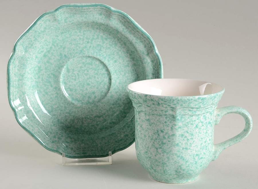 Stone Works Green Flat Cup & Saucer Set by Mikasa-1