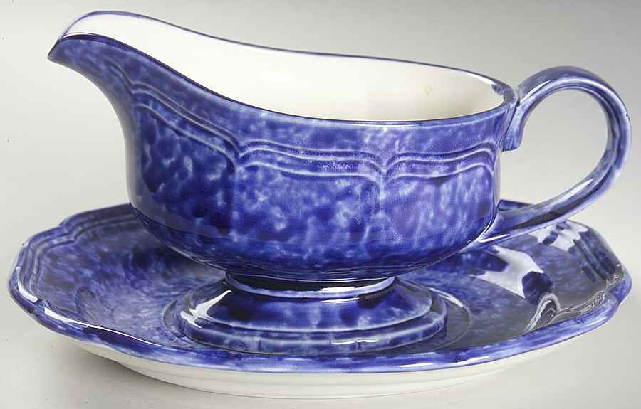 Sundown Blue Gravy Boat & Underplate by Mikasa-1