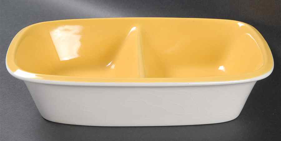 Sun Yellow 10" Oval Divided Vegetable Bowl by Mikasa-1