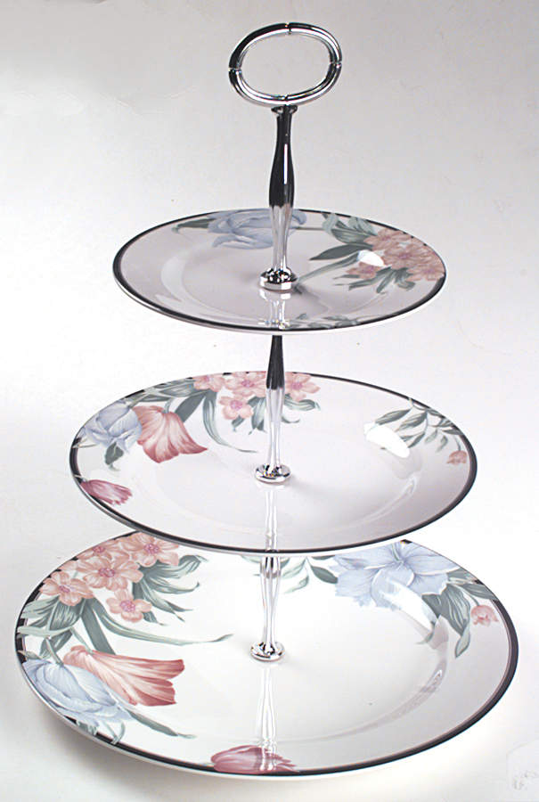 Tapestry Garden 13 7/8"-14 1/4" 3-Tiered Serving Tray(DP,SP,BB) HC by Mikasa-1