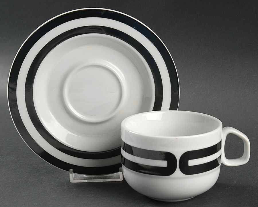Tangent Black Flat Cup & Saucer Set by Mikasa-1