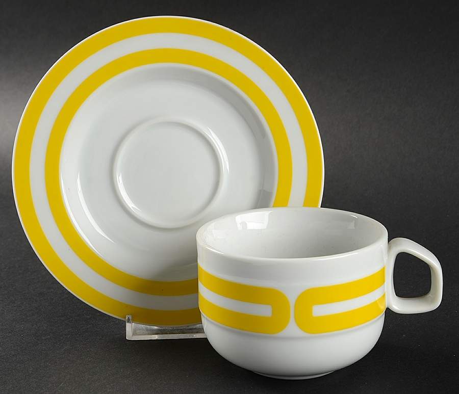 Tangent Yellow Flat Cup & Saucer Set by Mikasa-1