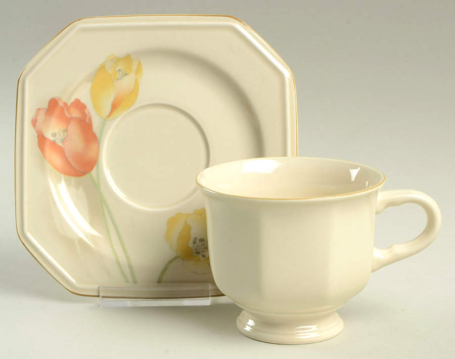 Tall Tulips Footed Cup & Saucer Set by Mikasa-1