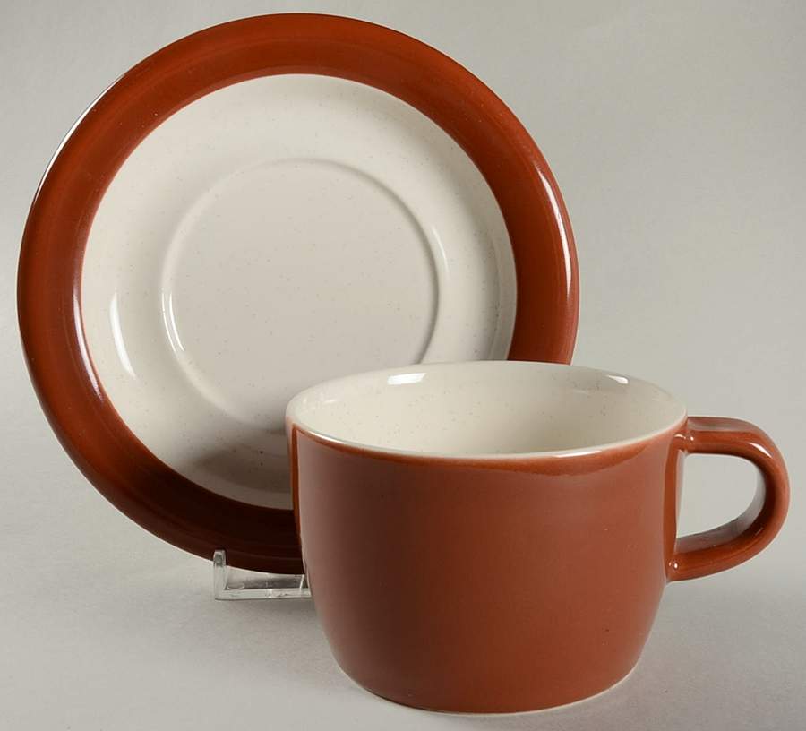 Terracotta Band Flat Cup & Saucer Set by Mikasa-1