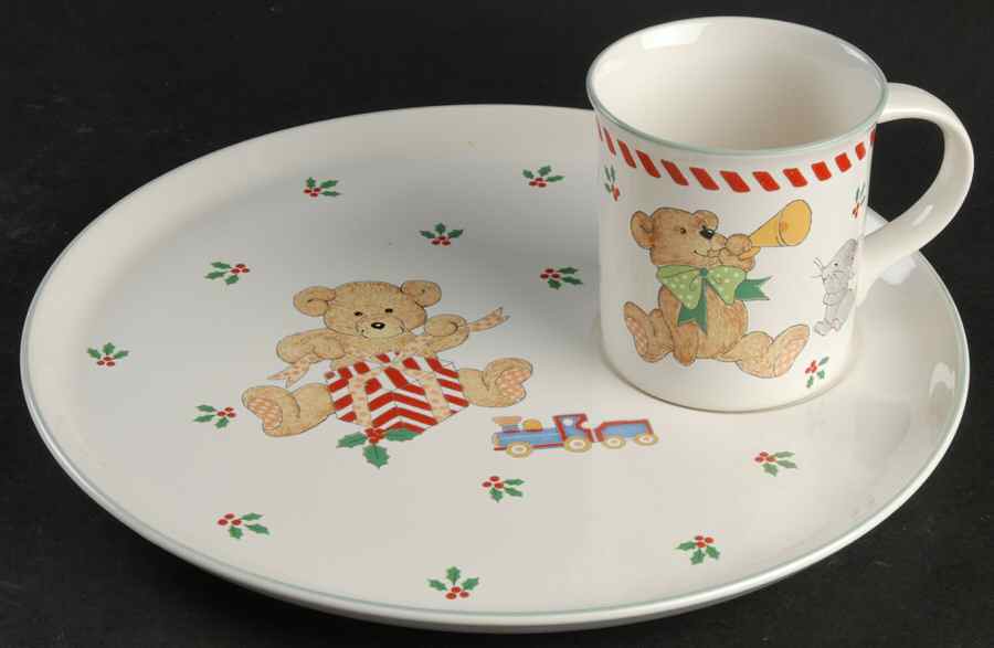 Teddy's Christmas Snack Plate & Cup Set by Mikasa-1