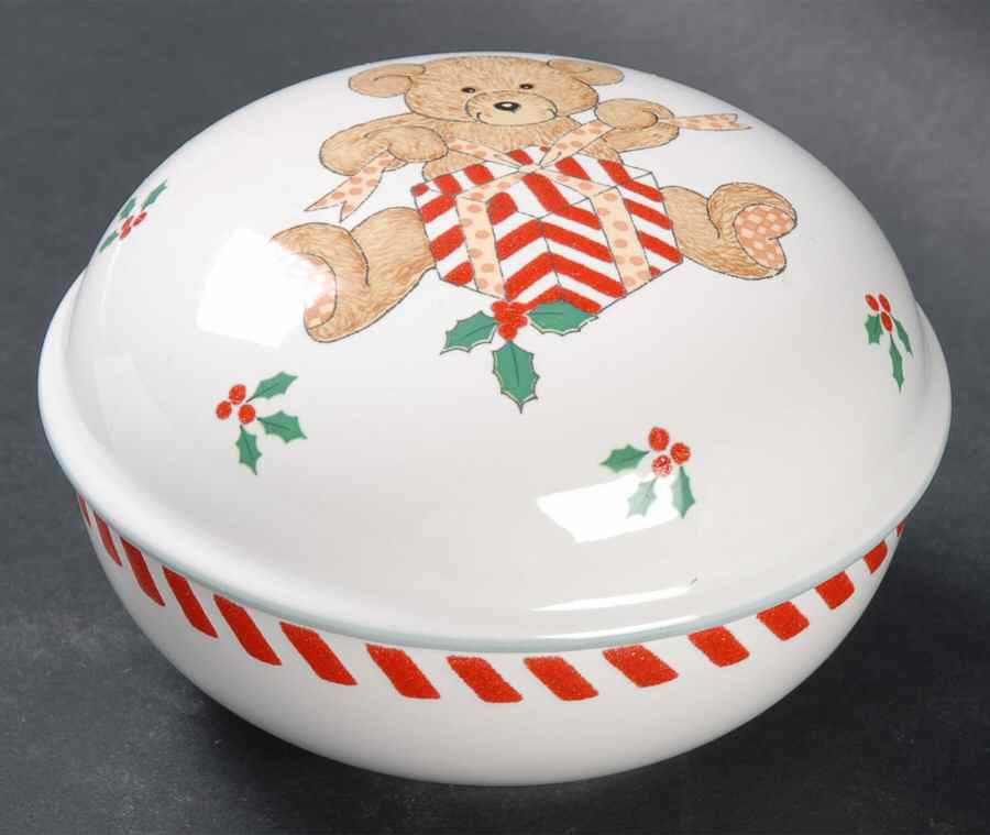 Teddy's Christmas 4" Round Box & Lid by Mikasa-1