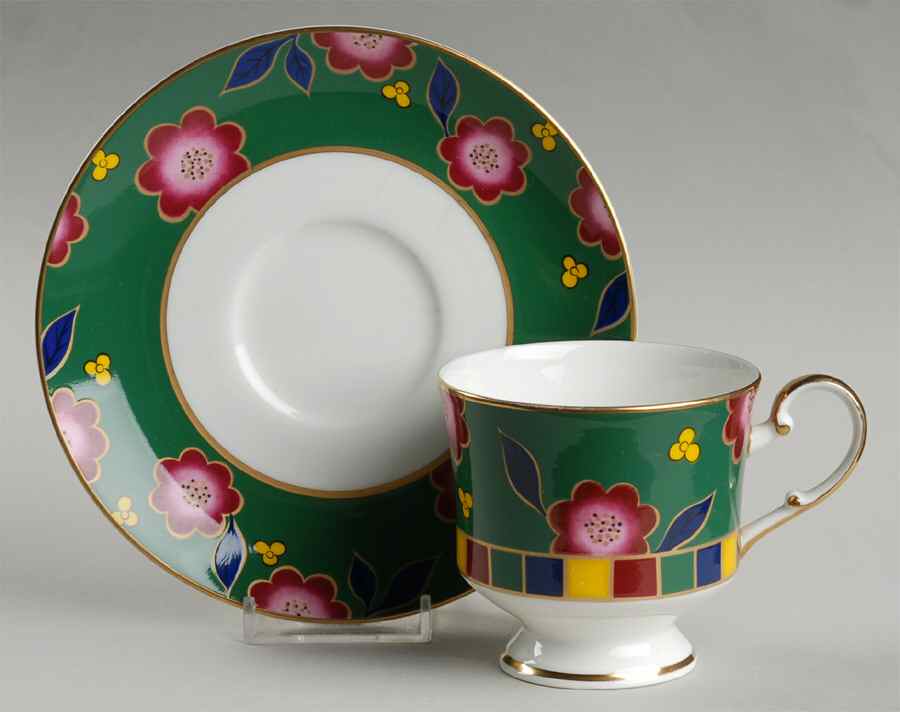 Tea Ceremony Ming Green Footed Cup & Saucer Set by Mikasa-1