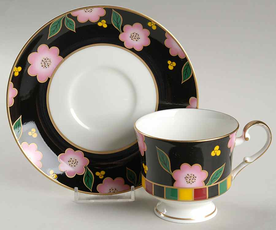 Tea Ceremony Onyx Footed Cup & Saucer Set by Mikasa-1