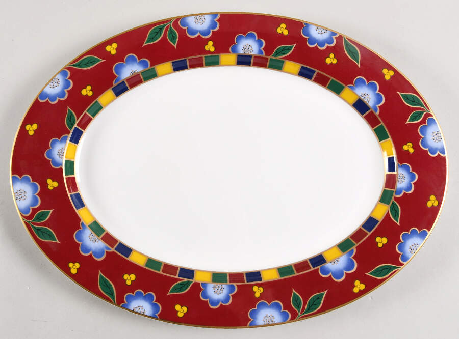 Tea Ceremony Persian Red 14" Oval Serving Platter by Mikasa-1