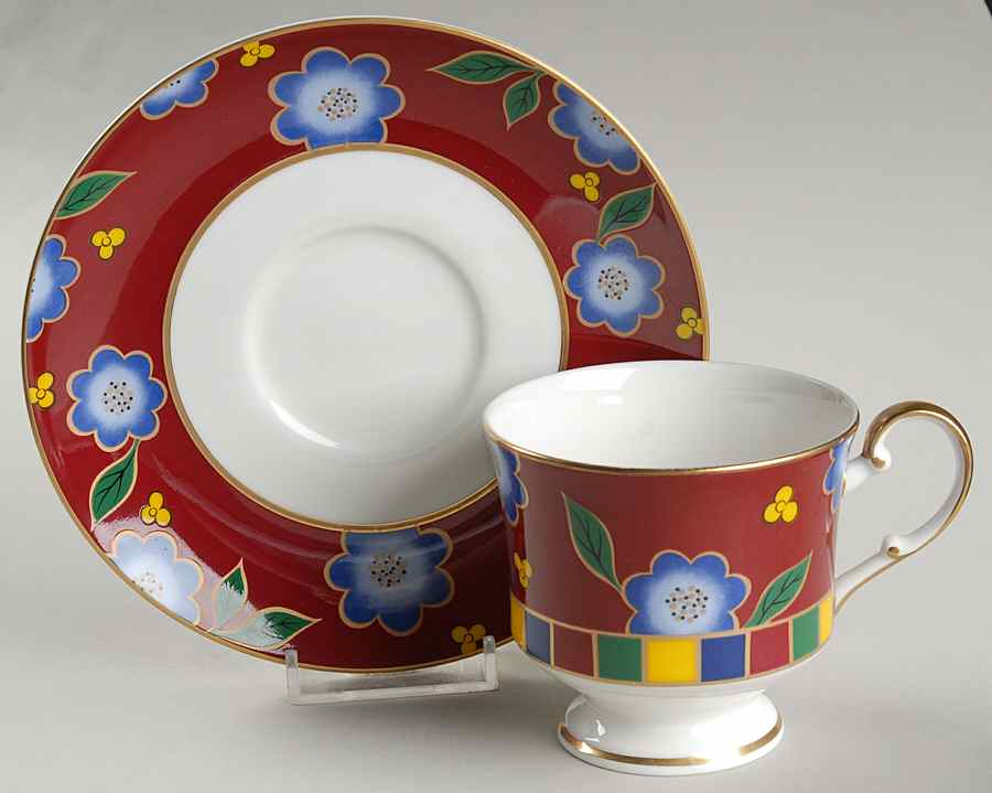 Tea Ceremony Persian Red Footed Cup & Saucer Set by Mikasa-1