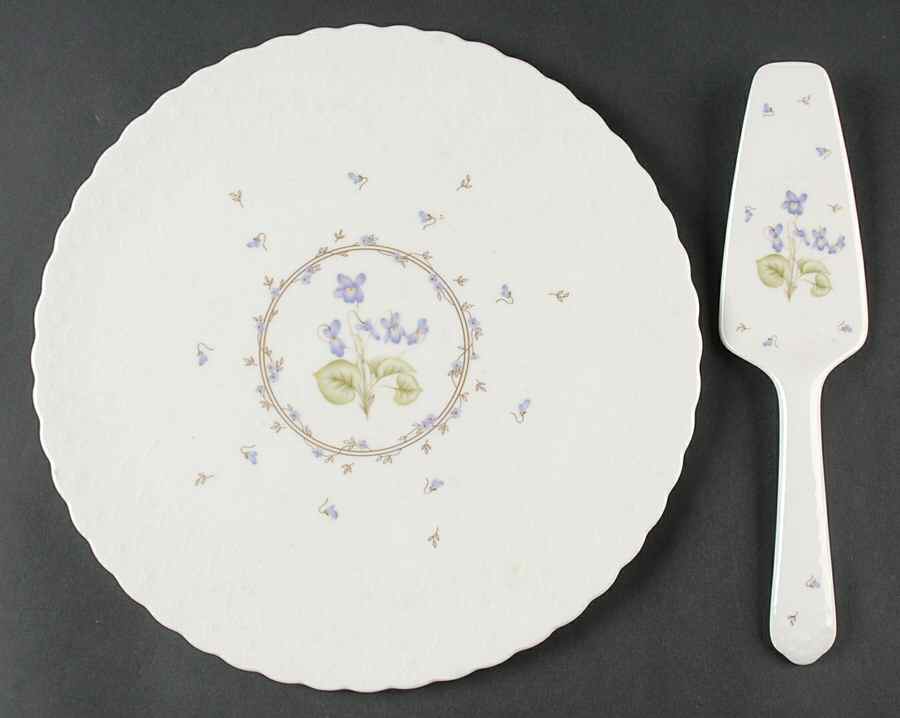 Tender Violets Cake Plate & Solid Ceramic Server Set (No Box) by Mikasa-1