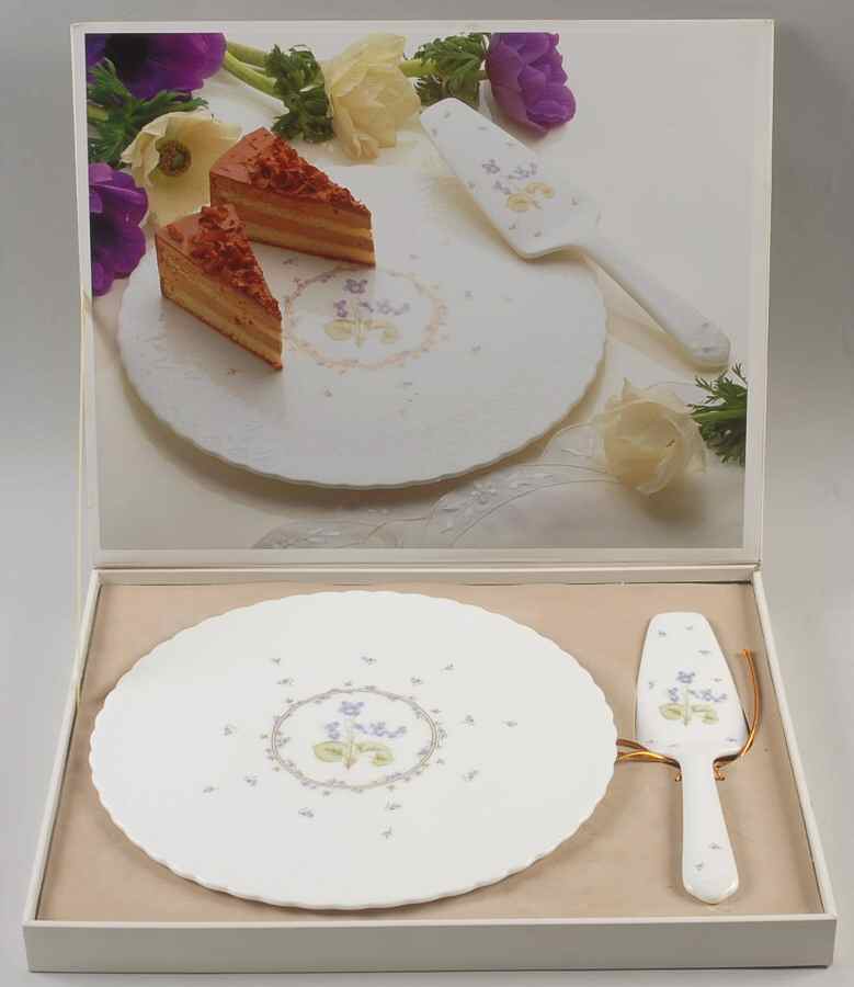 Tender Violets Cake Plate & Solid Ceramic Server Set (Boxed) by Mikasa-1