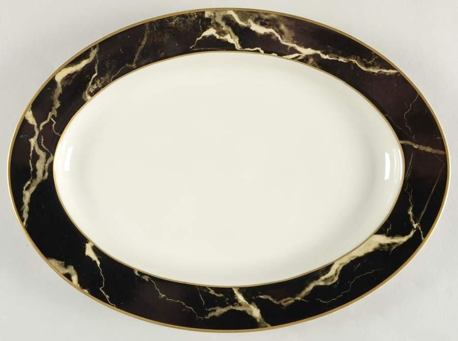 Travertine Black 14" Oval Serving Platter by Mikasa-1