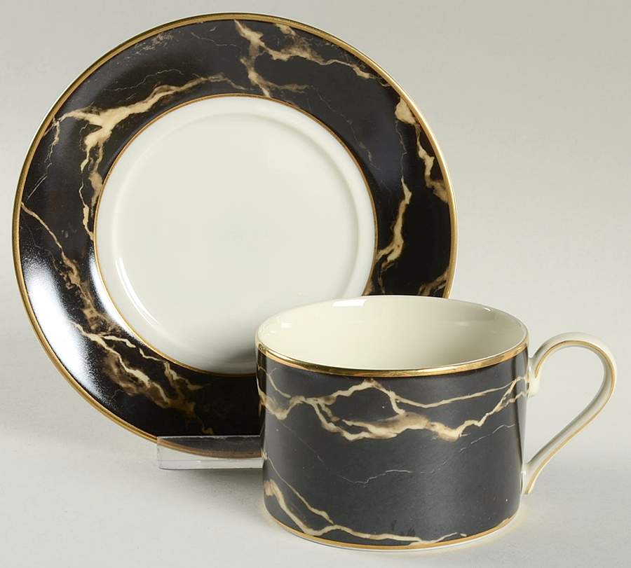 Travertine Black Flat Cup & Saucer Set by Mikasa-1