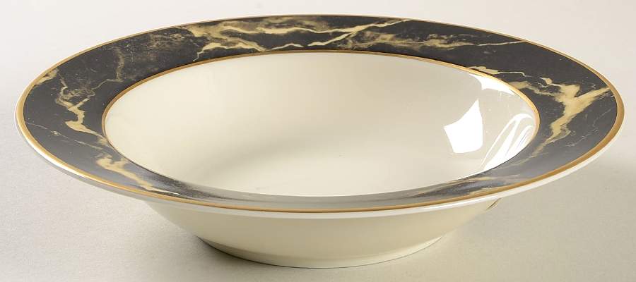 Travertine Black Rim Fruit/Dessert (Sauce) Bowl by Mikasa-1