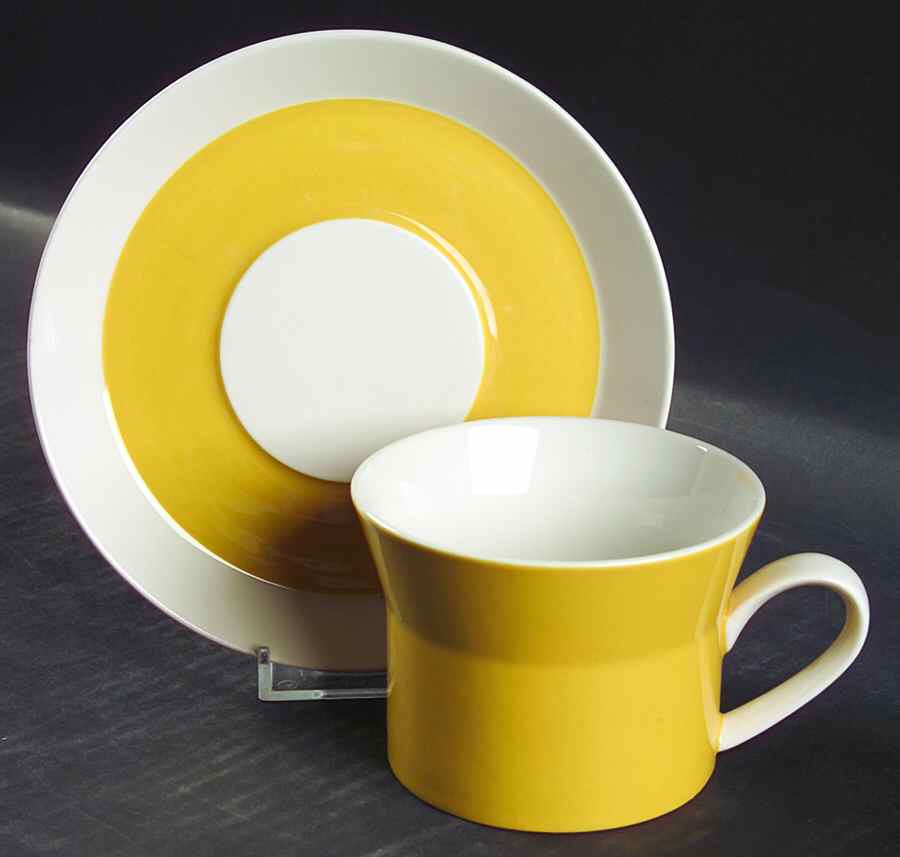 Trellis Yellow Flat Cup & Saucer Set by Mikasa-1
