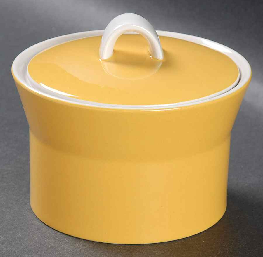 Trellis Yellow Sugar Bowl & Lid by Mikasa-1