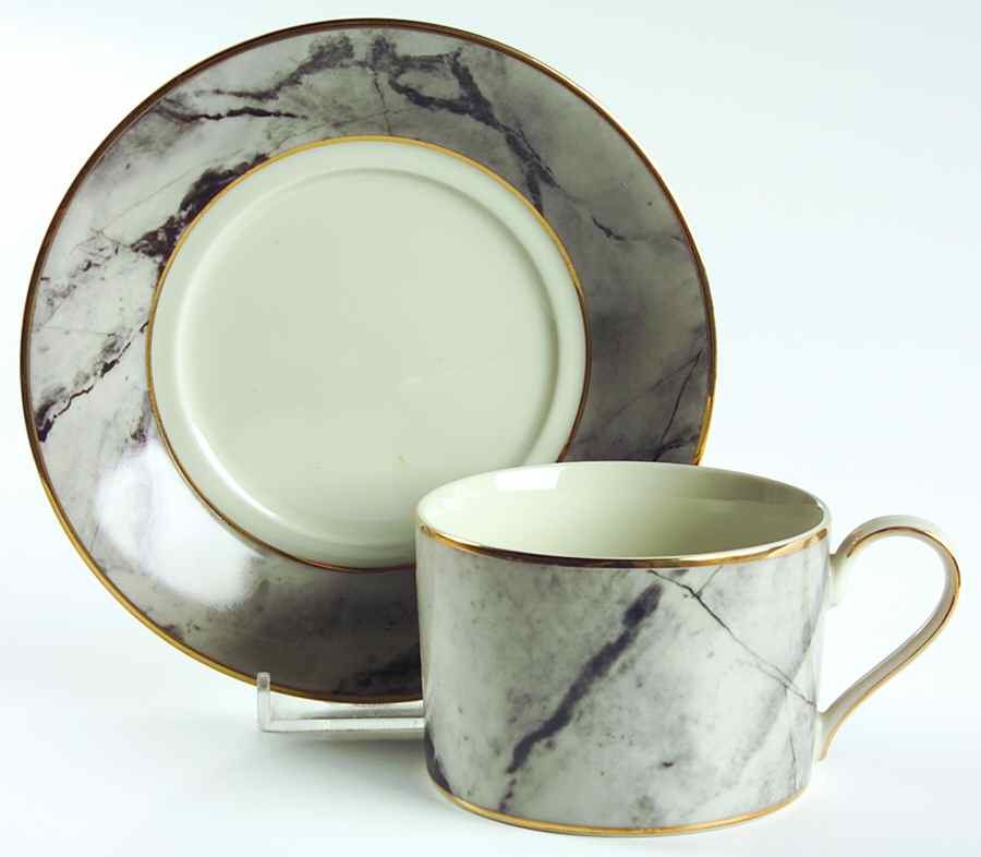 Travertine Gray Flat Cup & Saucer Set by Mikasa-1