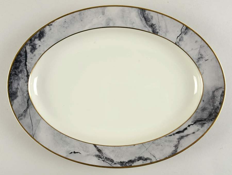 Travertine Gray 14" Oval Serving Platter by Mikasa-1
