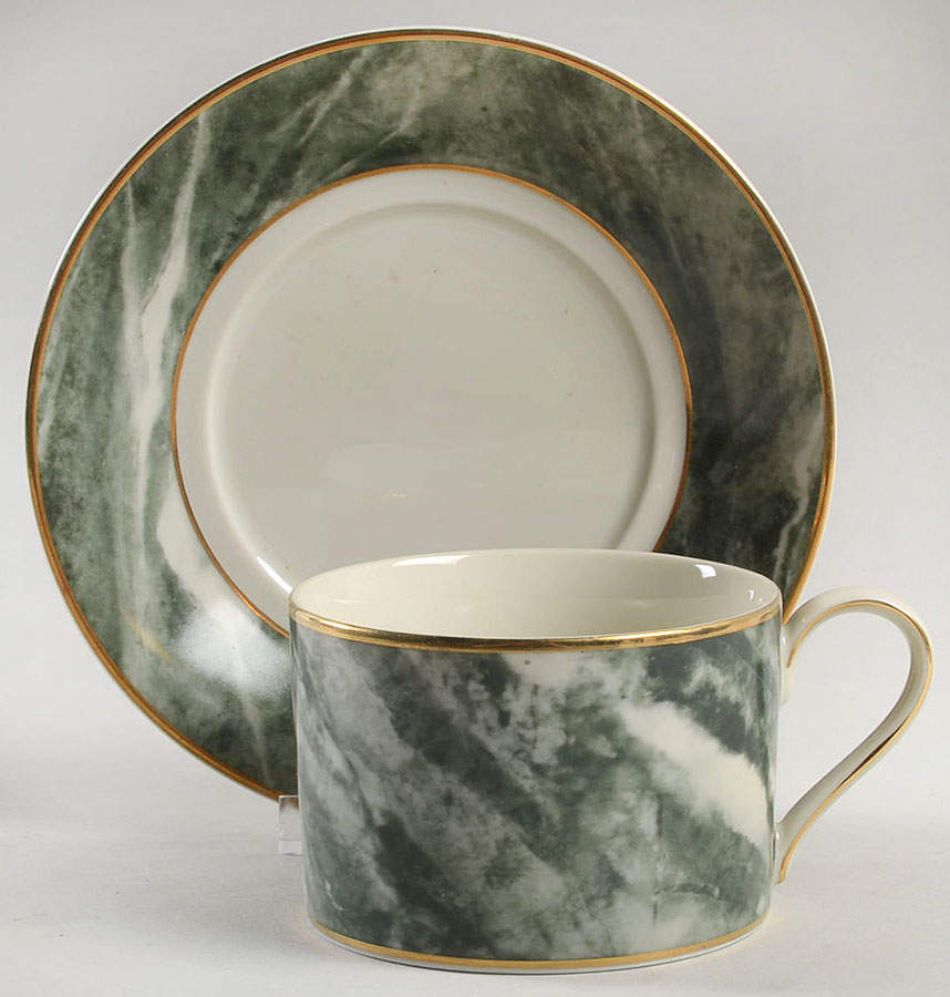Travertine Green Flat Cup & Saucer Set by Mikasa-1