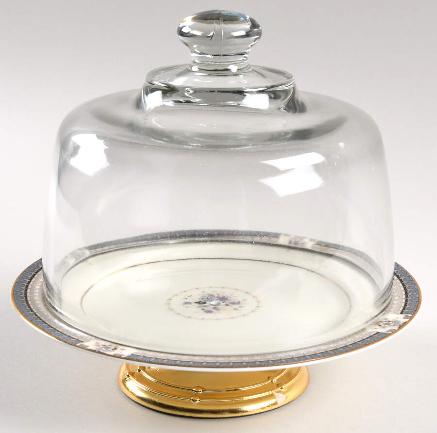 Tropez 6 1/2"-7 1/2" Footed Cheese Plate w/ Glass Dome HC by Mikasa-1