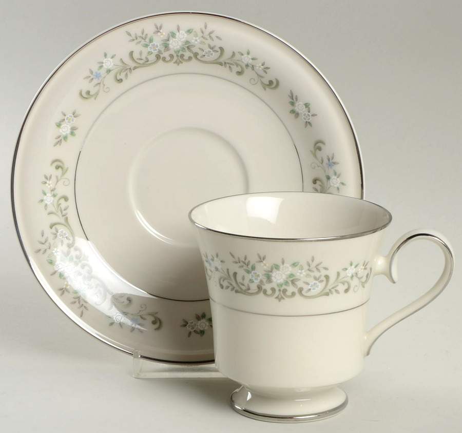 Trousseau (G1026, Ivory China) Footed Cup & Saucer Set by Mikasa-1