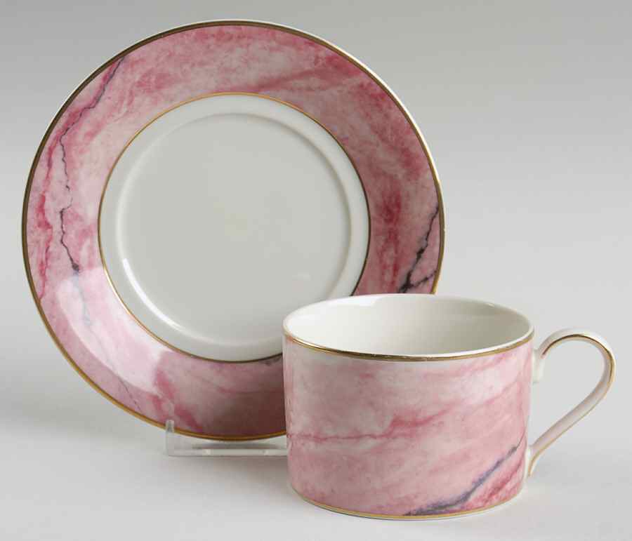 Travertine Rose Flat Cup & Saucer Set by Mikasa-1