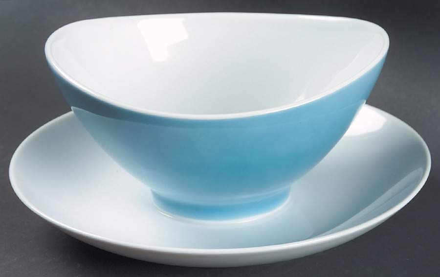 Turquoise Gravy Boat with Attached Underplate by Mikasa-1