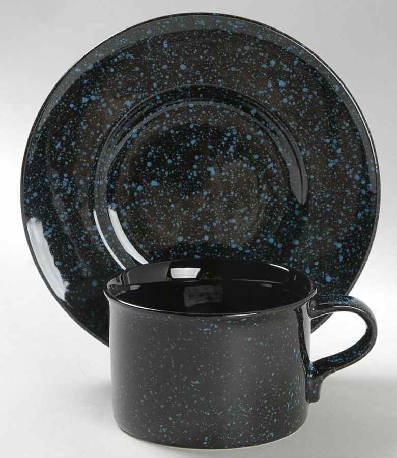 Ultrastone Black Granite Flat Cup & Saucer Set by Mikasa-1
