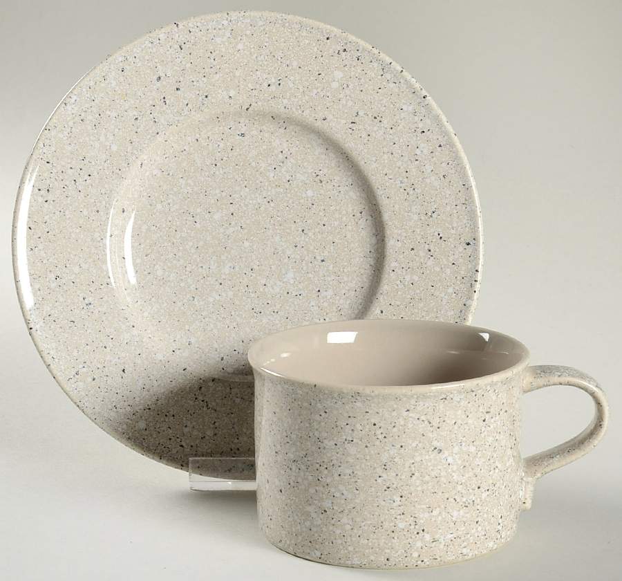 Ultrastone Beige Flat Cup & Saucer Set by Mikasa-1