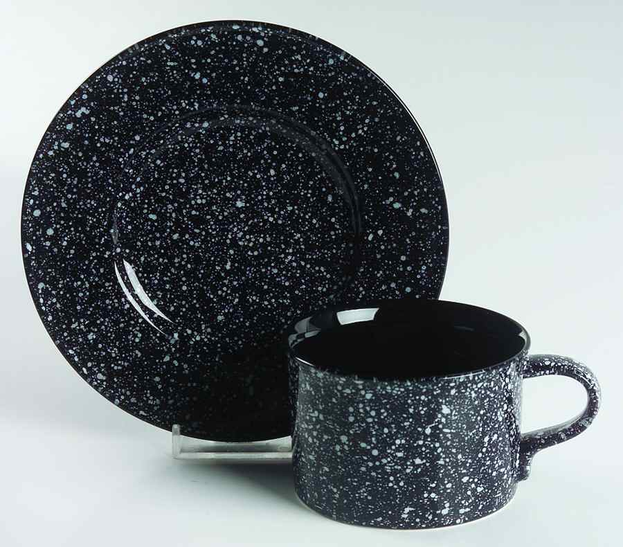 Ultrastone Black White Flat Cup & Saucer Set by Mikasa-1