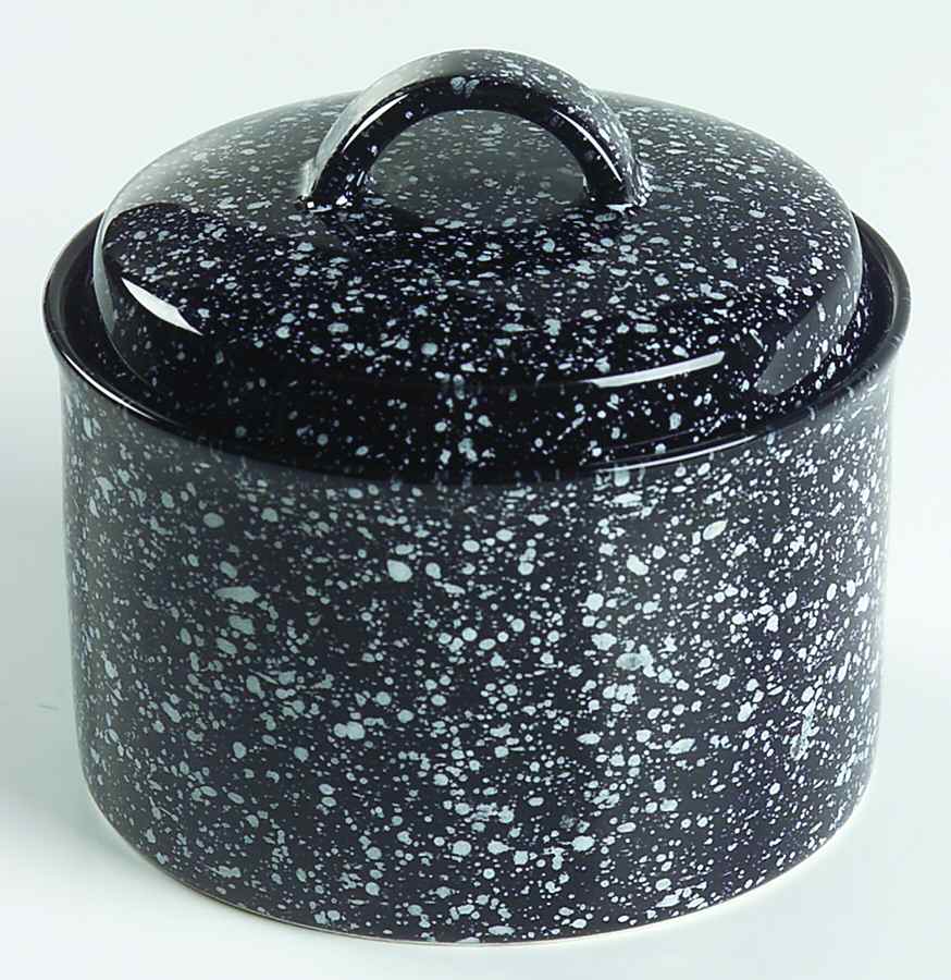 Ultrastone Black White Sugar Bowl & Lid by Mikasa-1