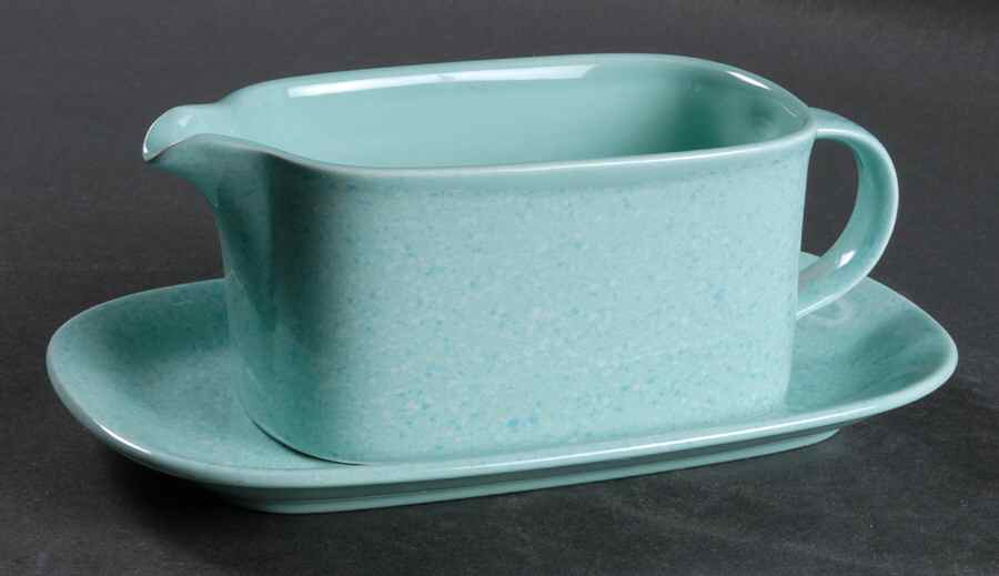 Ultrastone Sea Green Gravy Boat & Underplate by Mikasa-1