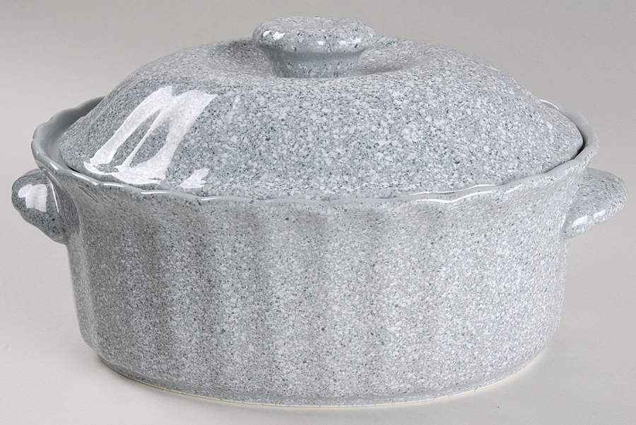 Ultrastone Grey 2 Quart Oval Covered Casserole by Mikasa-1