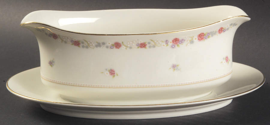 Vassar Rose Gravy Boat with Attached Underplate by Mikasa-1