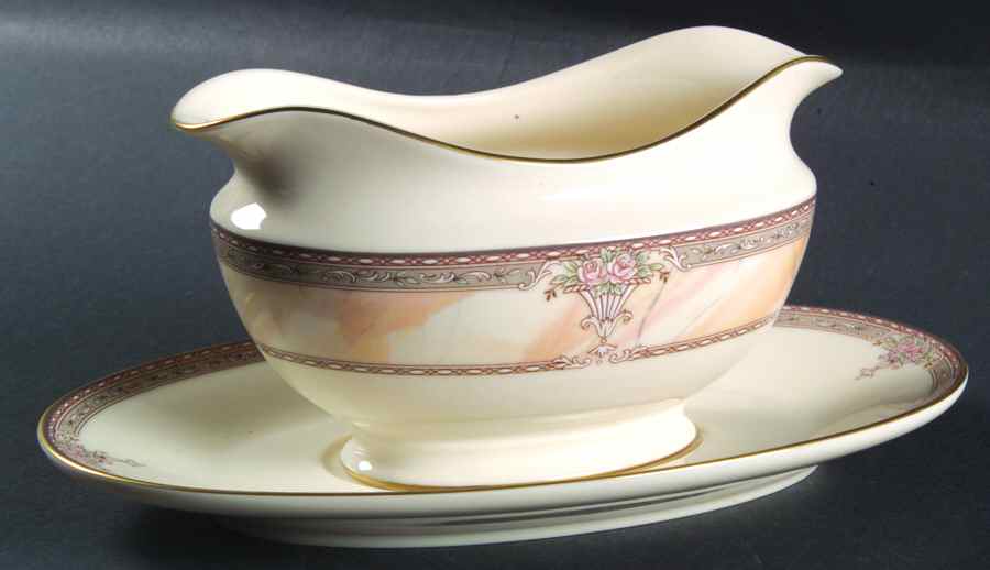 Venetian Marble Gravy Boat & Underplate by Mikasa-1