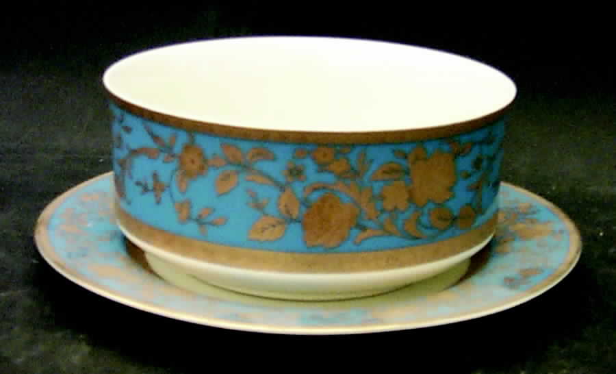 Victorian Blue Gravy Boat & Underplate by Mikasa-1