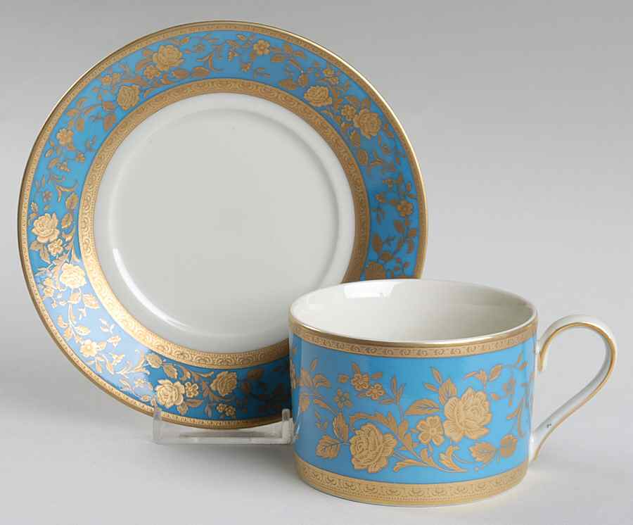 Victorian Blue Flat Cup & Saucer Set by Mikasa-1